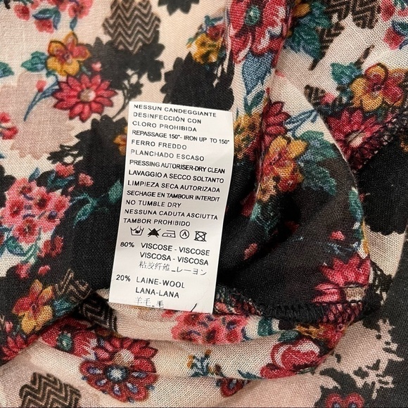 sinequanone flower print wool long sleeve shirt NWT size 10 - Picture 7 of 7